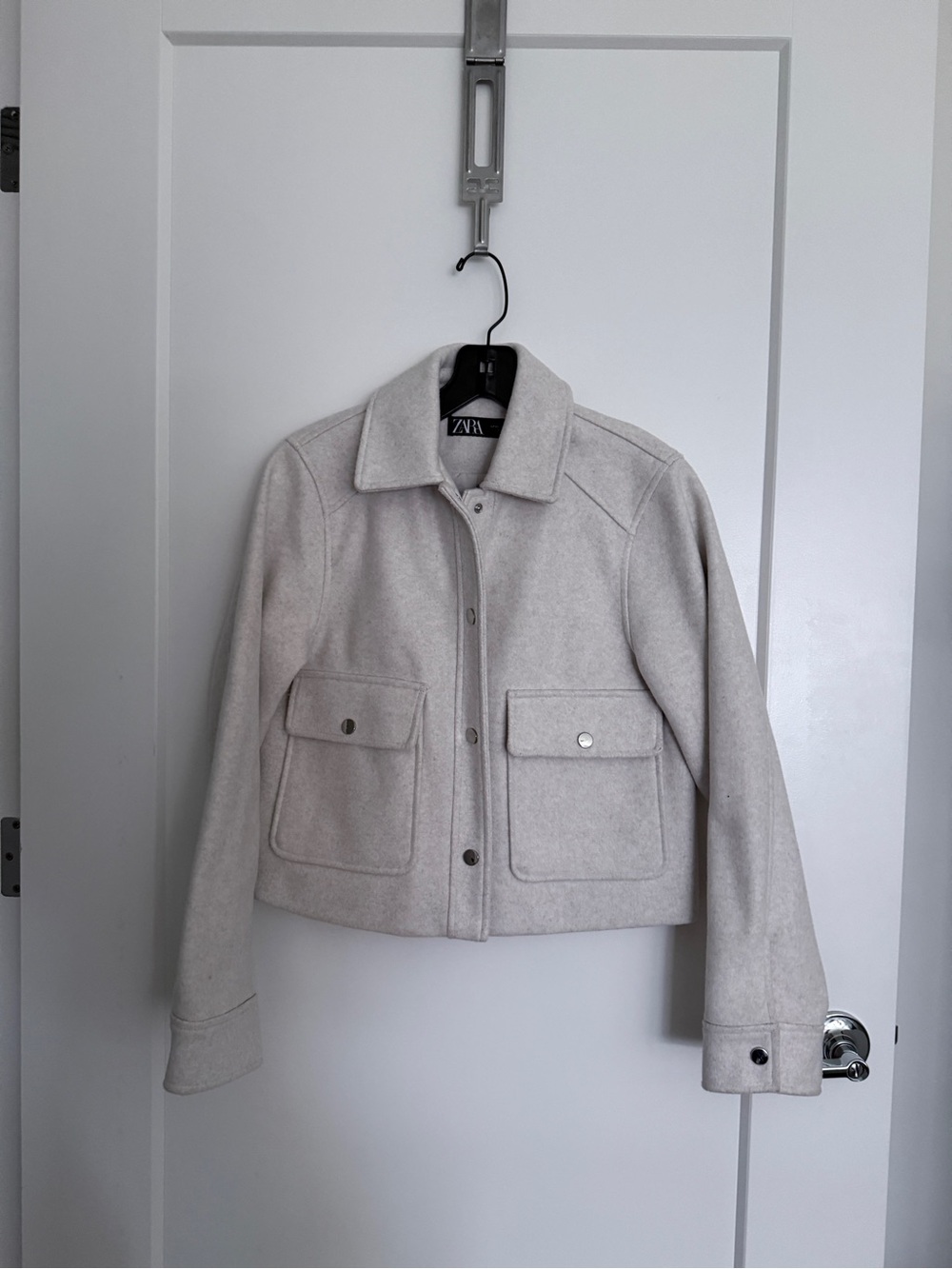 Zara Light Cream Boxy Utility Jacket